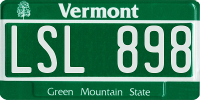 VT license plate LSL898