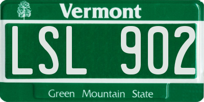 VT license plate LSL902