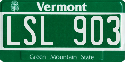 VT license plate LSL903