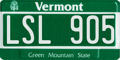 VT license plate LSL905