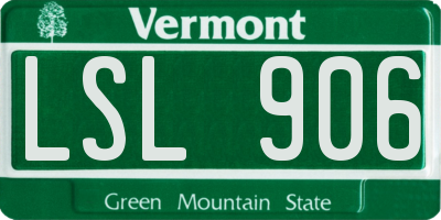 VT license plate LSL906