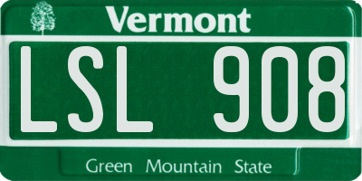 VT license plate LSL908