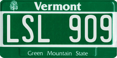 VT license plate LSL909