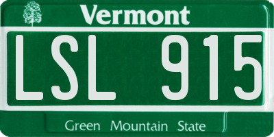 VT license plate LSL915