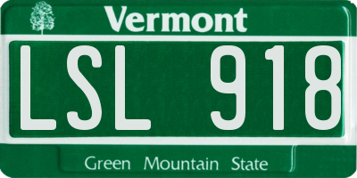 VT license plate LSL918