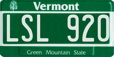 VT license plate LSL920