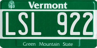 VT license plate LSL922