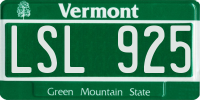 VT license plate LSL925