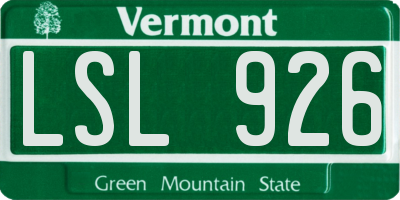 VT license plate LSL926