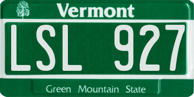 VT license plate LSL927