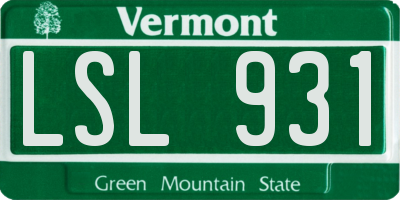 VT license plate LSL931