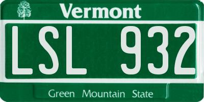 VT license plate LSL932