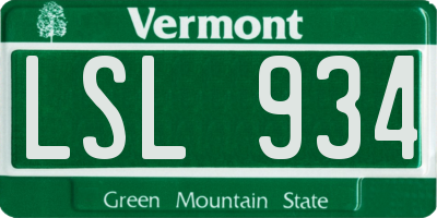 VT license plate LSL934
