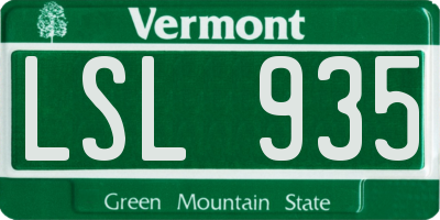 VT license plate LSL935