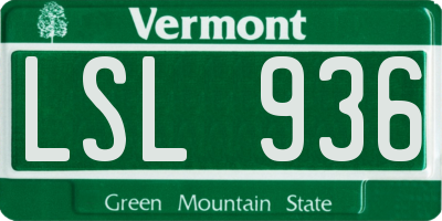 VT license plate LSL936