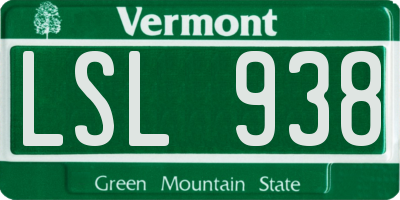 VT license plate LSL938