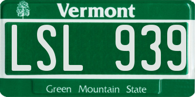 VT license plate LSL939
