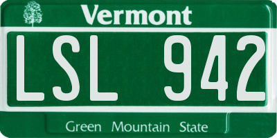 VT license plate LSL942