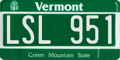 VT license plate LSL951