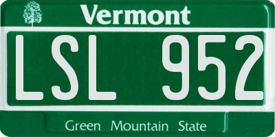 VT license plate LSL952