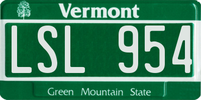 VT license plate LSL954