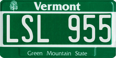VT license plate LSL955