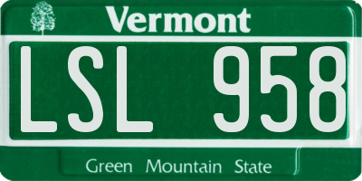 VT license plate LSL958