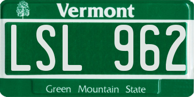 VT license plate LSL962