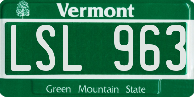 VT license plate LSL963