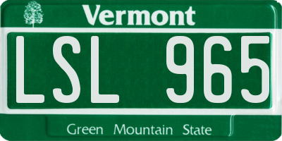 VT license plate LSL965