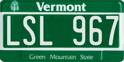 VT license plate LSL967