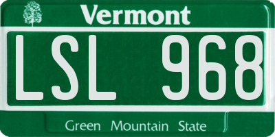 VT license plate LSL968