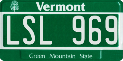 VT license plate LSL969
