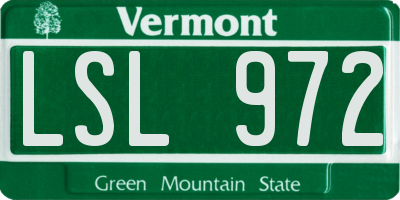 VT license plate LSL972