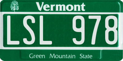 VT license plate LSL978
