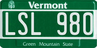VT license plate LSL980