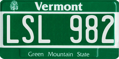 VT license plate LSL982