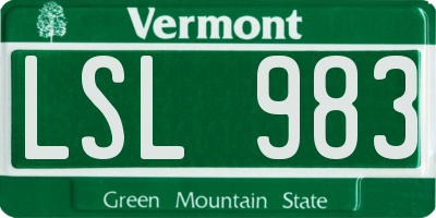 VT license plate LSL983
