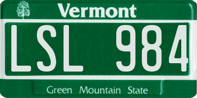 VT license plate LSL984