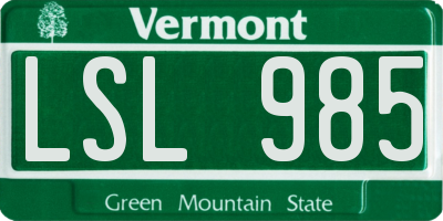 VT license plate LSL985