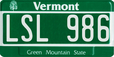 VT license plate LSL986