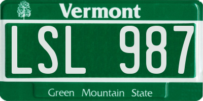 VT license plate LSL987