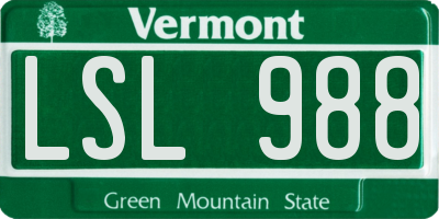 VT license plate LSL988