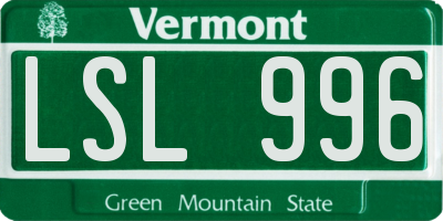 VT license plate LSL996