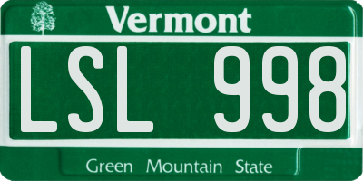VT license plate LSL998