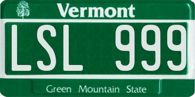 VT license plate LSL999
