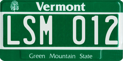 VT license plate LSM012