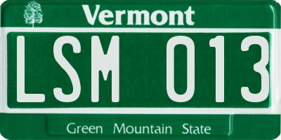 VT license plate LSM013