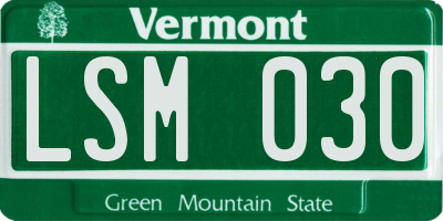 VT license plate LSM030