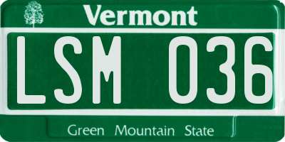VT license plate LSM036